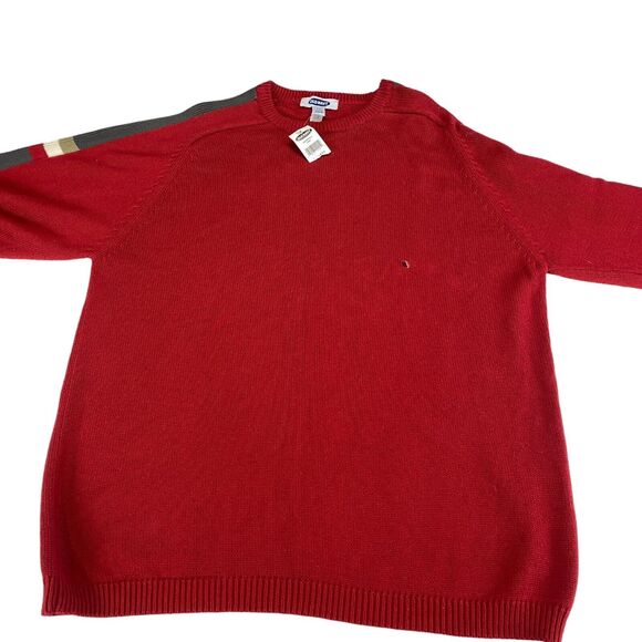 Old Navy Sweater Mens XL Red Knit 100% Cotton Long Sleeve Crew Neck Pullover - Picture 6 of 10
